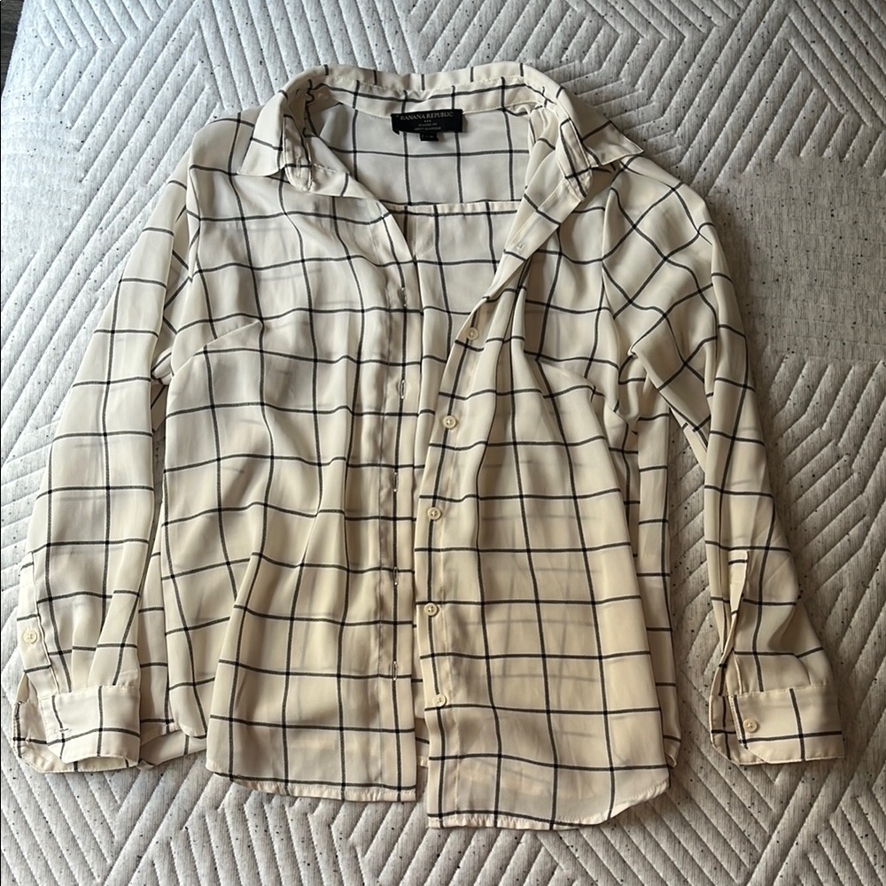 Banana Republic Black and White Checkered Shirt